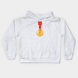 Japanese cat on golden sphere - version 2 Kids Hoodie